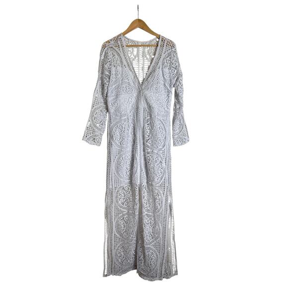 Venus Dresses & Skirts - Venus Women's V-Neck Sheer Partially Lined Pullover Maxi Dress Size L White NWOT